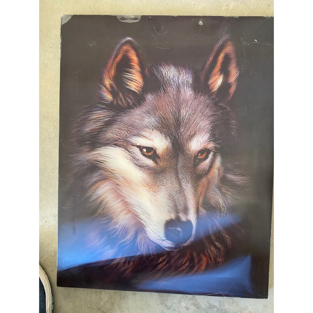 Vintage Wolf 3D Lenticular Hologram Wall Art Nature Wildlife Decor Portrait